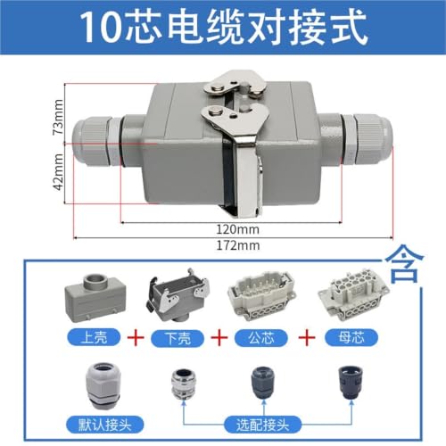 Conector rectangular industrial de 10 pines y 16A para sistemas de alta resistencia 2