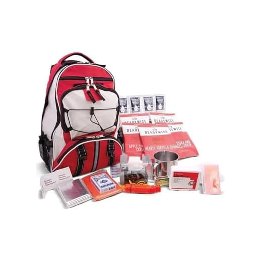 ReadyWise 63-Piece Emergency Survival Backpack, Freeze-Dried Disaster Kit for Hurricane Preparedness, Camping Food, Prepper Emergency Supplies, Red
