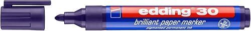 Miniatura 4 de edding azul, (30 Brilliant Paper Marker - Blue - 1 Waterproof Permanent Marker - Round Nib 0.059-0.118in - Vibrant Colors - Lightfast marking on