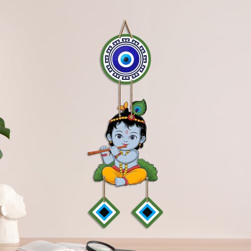 Image of Artvibes Baby Krishna Evil Eye Wall Hanging for Home Entrance Door Decor | Nazar Battu Protection Hanging for Living Room Bedroom Temple | Vastu Positive Energy Decorative Gift (WH 8571N)