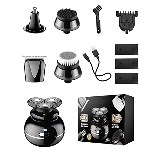 Head Shavers for Bald Men, Washable 5in1 Electric shaver face body electric razor wet dry beard shaving machine groomer hair shaver for men rechargeable set (Color : With box)