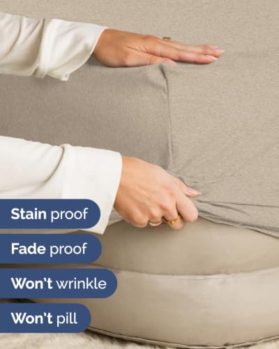 Image of Extra Deep Flex Top Split Head King Fitted Sheet - Hotel Luxury Single Fitted Sheet Only - Easily Fits 18 inch to 24 inch Mattress - Ultra Soft, Wrinkle Free w /Extra Deep Pockets - Heathered Beige