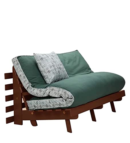 Image of Sheesham Wood 3 Seater Sofa Cum Bed for Living Room Solid Wooden Sofa Bed Furniture for Home Office (Walnut)