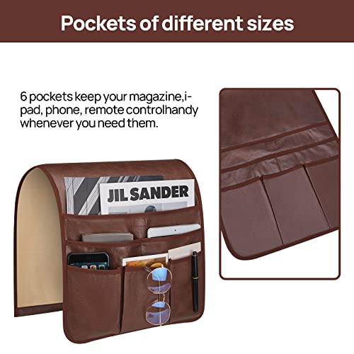 Teniux Remote Control Holder Faux Leather Armrest Organizer With 6 Pockets For Recliner Couch Sofa thumb #1