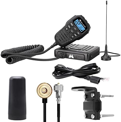 Midland – MXT275VP4-15 Watt GMRS MicroMobile Two Way Radio - ATVs UTVs and Other Off-Road Vehicles - Overlanding Gear - Extended 3dB gain Roll Bar Mount Antenna Microphone Extension Cable