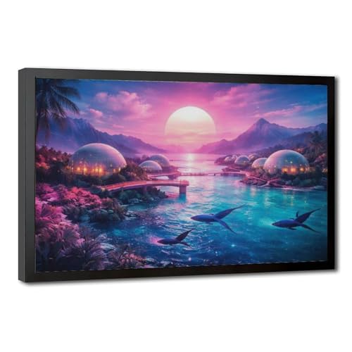 Art Ocean Paradise Tropical Sunset : poster sur toile premium de haute précision en 61x91 cm