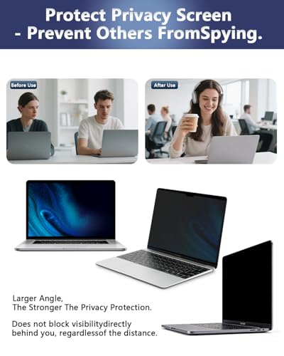 Image of Magnetic Laptop Privacy Screen for 14 Inch 16:10, that Screen Size is 11.87 in Wide and 7.42 in High.Removable Laptop Screen Privacy Shield Anti Glare and Blue Light with Lenovo Hp Dell Acer Asus
