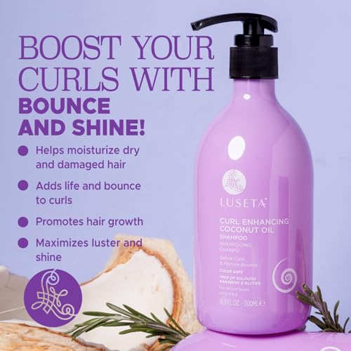 Image of LUSETA Curl Enhancing Shampoo for Curly Hair, Restore Bounce 16.9oz | with Coconut Oil, Define Curls for Wavy and Coily Hair, Lasting Moisture, Frizz Control, Soft Smooth Finish, Sulfate Free