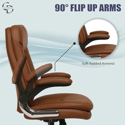 Image of ERGOLUX Premium Office Chair | Ergonomic High Back Boss Chair for Home Office, Home Office & Study | Height Adjustable Office Chair with Chrome Base | 1pc (Brown)
