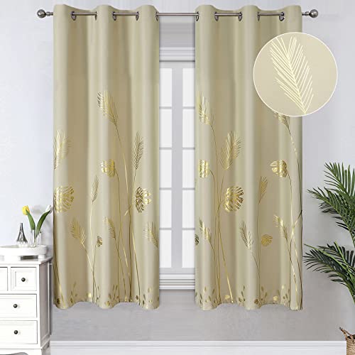 Estelar Textiler Beige Blackout Patterned Curtains for Living Room 38Wx63L