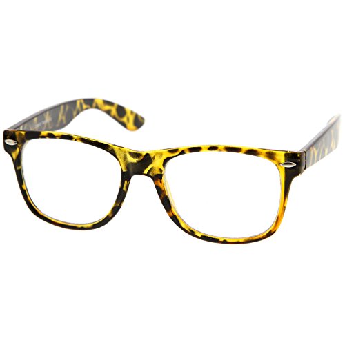 zeroUV - Retro Wide Arm Square Clear Lens Horn Rimmed Eyeglasses 54mm2