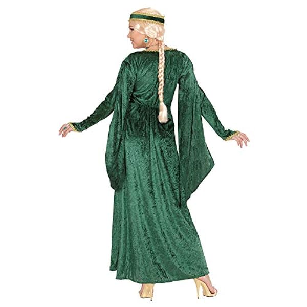 Widmann 59662 Koningin van de renaissance, jurk en hoofdbedekking, groen-wit, fluwelen look, prinses, fijne dames, verkleding, carnaval, themafeest