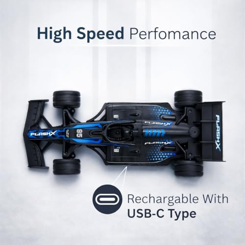 Image of High-Speed RC Car for Kids| 2.4GHz Remote Control Car with 150+ ft Range| Mist Smoke Effect| LED Lights| Multi-Direction Control| USB Type-C Rechargeable Racing Car Toy|Black