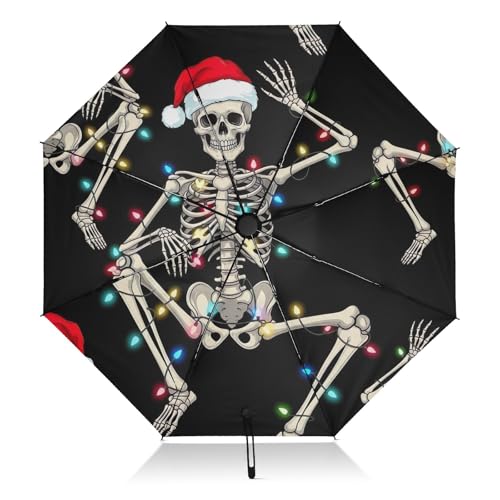 Parapluie pliable GAIREG automatique et compact noir avec motif de Père Noël amusant