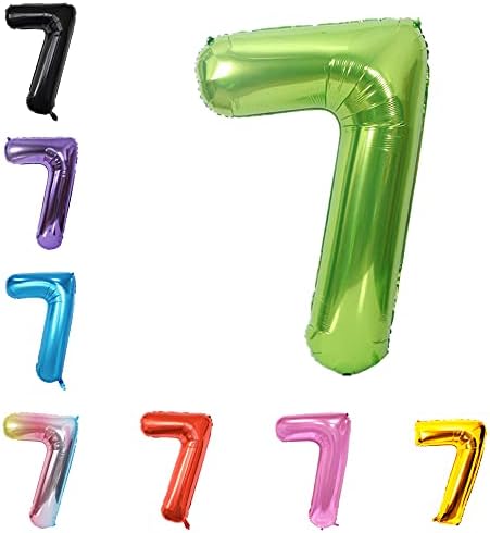 Globo grande de helio de 40 pulgadas con números 0-9 de papel de aluminio para cumpleaños, bodas y fiestas (verde, 7)