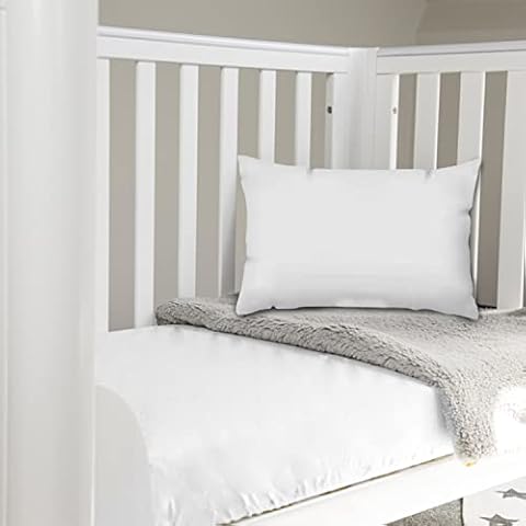 Toddler Crib Pillow Cases 33x46cm White, 2pc 400 Thread Count 100% Long Staple Cotton Luxurious Sateen Weave Baby Small Pillow Cases For Crib Bed By Pizuna Cover