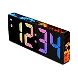 Bornore Digital Alarm Clock Dragon Loud Alarm Clock with Mirror Screen for Heavy Sleepers Adults 12/24H Display Small Clock Adjustable Brightness Voice Control Desk Clock for Bedroom(Dragon)
