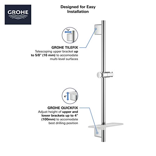 Grohe 26603000 Rainshower 36-Inch Slide Bar With Adjustable Handheld Shower Head Holder, Starlight Chrome #TOP1