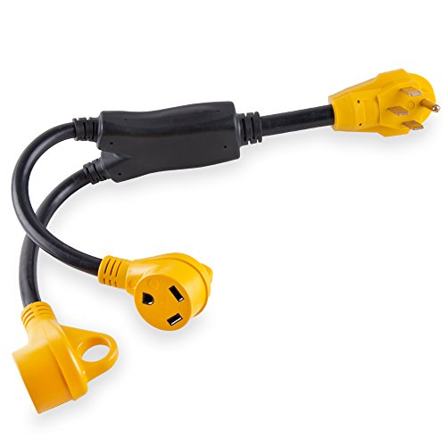 Proline Power RV Camper Y Adapter Cord with Handles - 50 Amp Male Plug to (2) 30 Amp RV Female Connectors