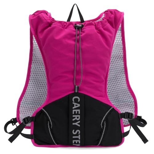 CAREYSTEN Running Backpack, Hydrating Backpack, Equipped with a 1.5L Water Bag, Suitable for Hiking, Off Road, and Marathon Cycling,Unisex (Rose red, Standard)