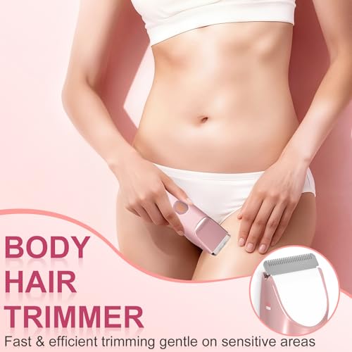 2 in 1 Bikini Trimmer for Women – Dual Head Electric Shaver, IPX7 Waterproof Electric Razor for Body Pubic Hair, Rechargeable Body Hair Trimmer and Facial Hair Remover for Bikini Underarm Leg Arm Face — view 3