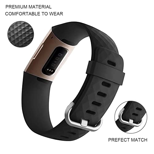 FunBand for Fitbit Charge 3/Charge 4 Strap Bands,Classic Edition Soft Silicone Sport Adjustable Replacement Accessory Bracelet Straps for Fitbit Charge 3/Charge 4 Fitness Activity Wristband - Image 2