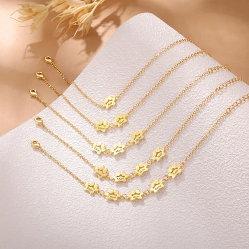 Personalized Pet Paw 1-5 Names Bracelet Adjustable Name Bracelet Dog Cat Paw Bracelet Memorial Jewelry Gift for Pet Lovers3