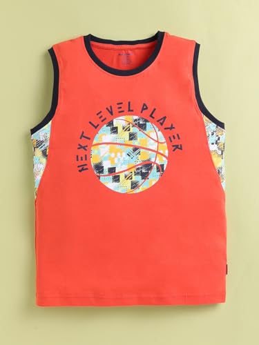 Image of Bumchums Boys Sleeveless Round Neck T-Shirt and Pant Set for Boys, Casual Clothing Set, Trendy and Cute, Graphic