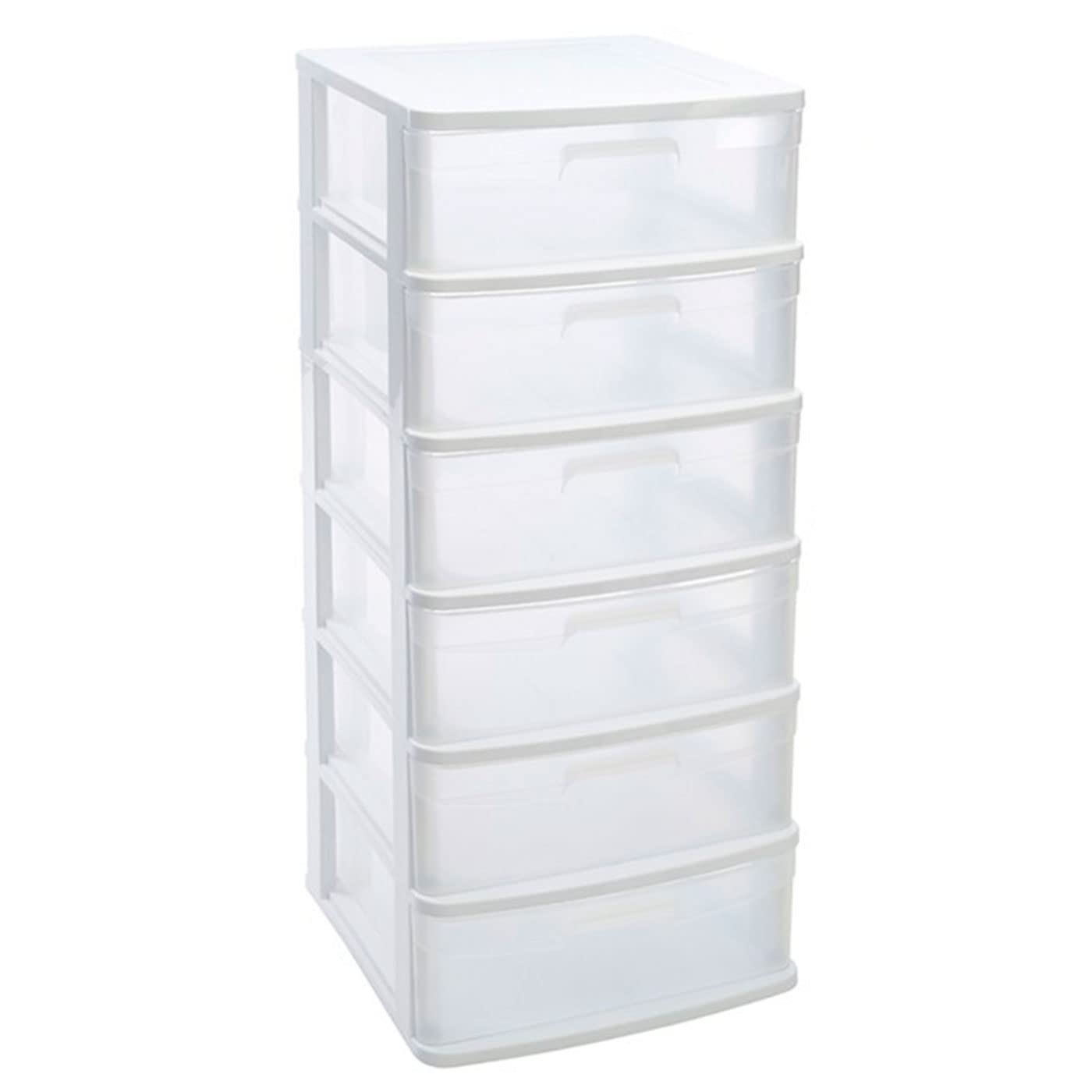 Acan - Cajonera Sena 6 cajones, plástico Blanco, 40 x 39 x 96,5 cm, Torre de almacenaje, cajones opacos, Organizador Auxiliar Multiusos, Almacenamiento, Dormitorio, baño, Oficina