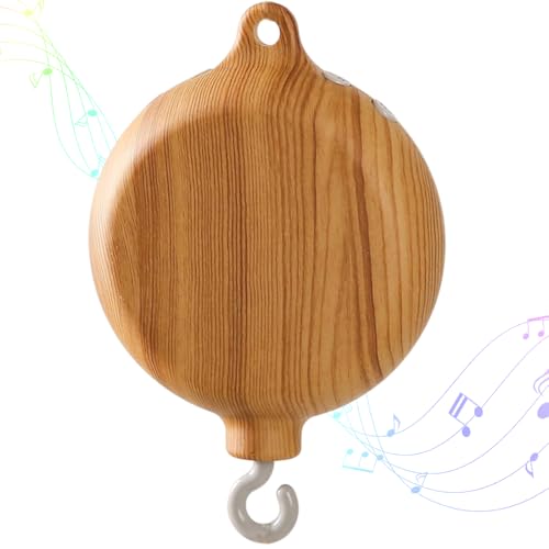 SGZIOO Mobile Babys Spieluhr, Baby Mobile mit 35 Schlaflieder, Kinderbett Mobile Motor, Holzoptik Music Box Bettglocke, Spieluhr mit Drehbarem Haken für Krippendekoration
