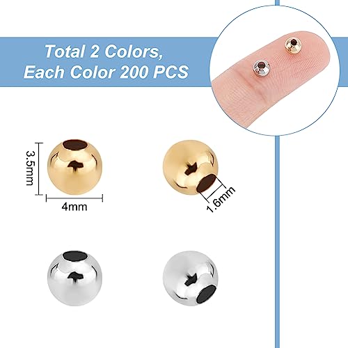 UNICRAFTALE 400 pcs 2 Colours Rondelle Beads, Round Spacer Beads, 4mm, Smooth 304 Stainless Steel - Image 4