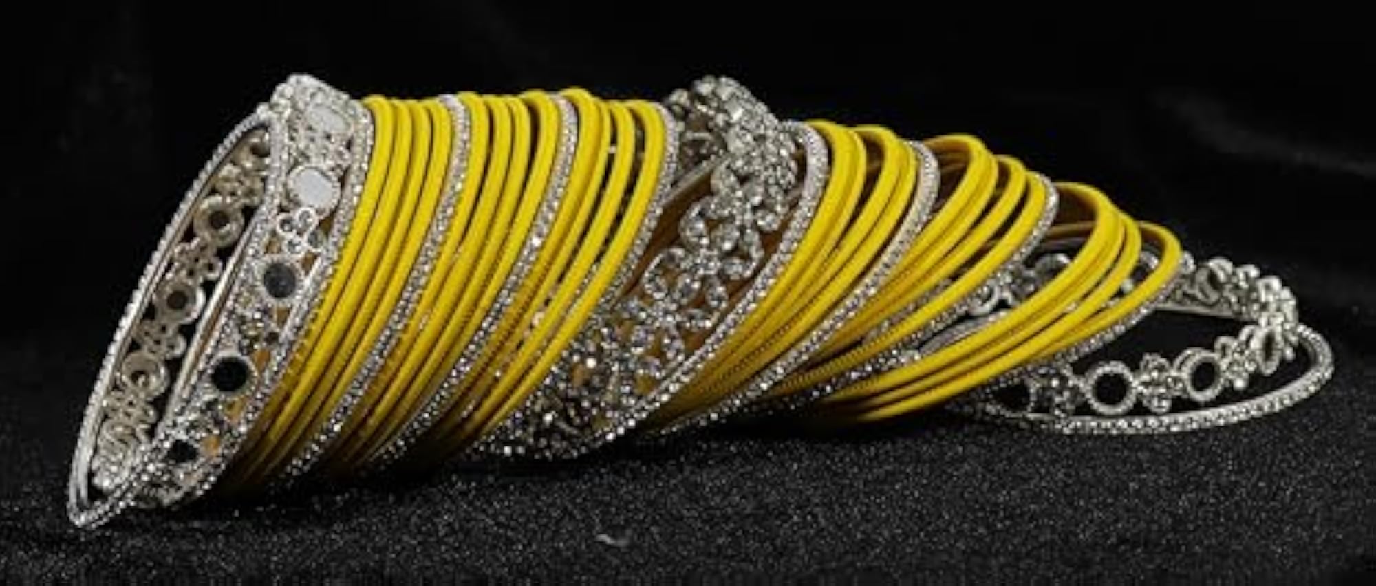 Stylish Mirror & Stone Work Premium Metal Bangles Set for Women