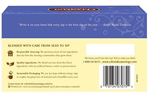 Celestial Seasonings True Blueberry Herbal Tea | 45g | 20 Tea Bags | Caffeine Free | Wild Blueberry Flavor | Naturally Sweet and Refreshing