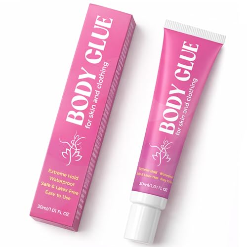 Body Glue for Clothes & Skin 30ml Liquid Body Adhesive Water Wash Off Butt Glue for Dancers Sweat Resistant Strong Fabric-Safe Fashion Glue for Stagewear Wigs Socks Bras & Costumes(1.01Ounce)
