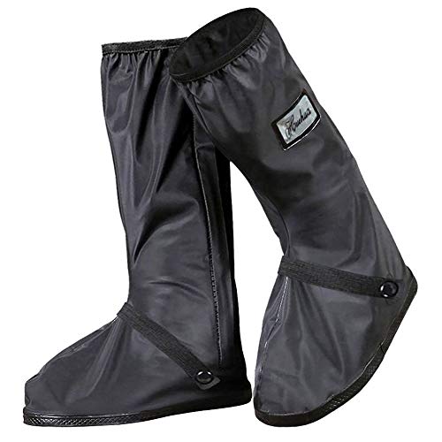 Lzfitpot Regenüberschuhe Fahrrad, wasserdichte Überschuhe für Herren Damen, Schwarz rutschfest Regen Überschuhe, Verstärkt mit Reflektor & Stabiler Streifen, perfekt Regenschutz für Regen Schnee