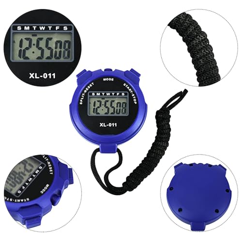 Image of Digital Sports Stopwatch Timer Stopwatch Lap Timer Digital Calendar Alarm Clock Referee Watch for Training Swimming Running (Blue)