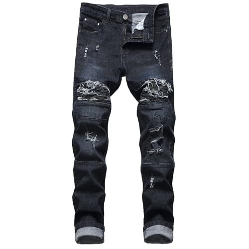 Jean Pour Hommes Pantalon Grandes Tailles Classique Et Élégant Straight Fit Jeans Denim Taille Haute Slim Dechiré Jean Fashion Pantalons Jeans Homme Taille...