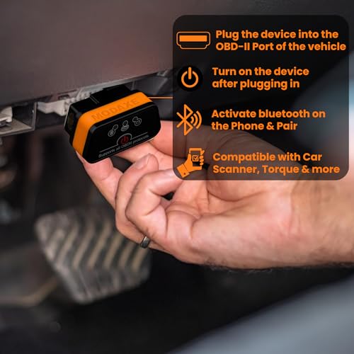 MODAXE Advanced Chipset OBD II Scanner Code Reader V2.2 Smart Car Vehicle Diagnostic Scanner Tool | Bluetooth 4.0 | Supports ODB2/OBDII Protocols | Compatible with Android & Apple iOS