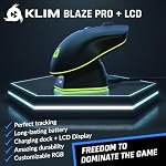 KLIM Blaze Pro Souris de jeu sans fil rechargeable avec quai de recharge RGB - Nouvelle version avec LCD Affichage - Capteur de haute précision et batterie longue durée - Jusqu'à 6000 DPI - noir