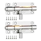 2 Pz Chiavistello Porta in Acciaio Inox 304 – Catenaccio Scorrevole per Porte Finestre Recinzioni – Installazione Orizzontale/Verticale + 12 Viti