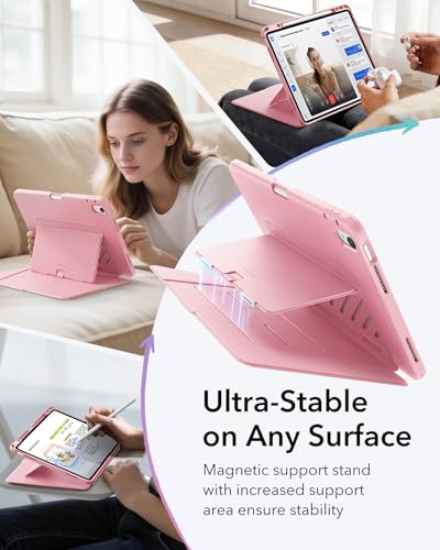 Image of ESR for iPad Air 13 Inch Case M4 /M3 /M2 (2026 /2025 /2024), Vertical Stand Cover with Pencil Holder, Ultra-Stable Magnetic Case, Multi Stand Angles, Flip Series, Pink