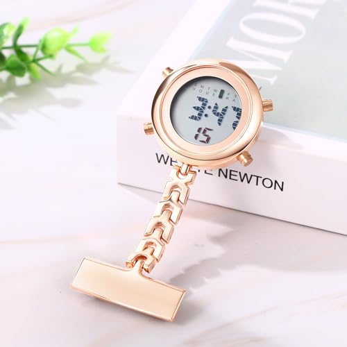 Image of JewelryWe Men Women Digital Clip Watch Mini Microlight Backpack Buckle Belt fob Watches for Rock Climbing Doctors Nurses Chefs for Mother's Day