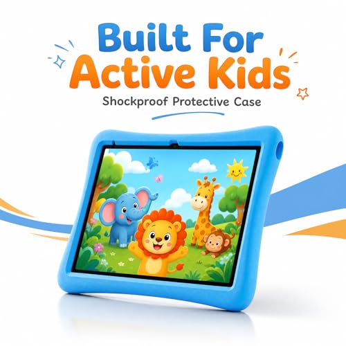 Image of Kids Tablet 10 Inch Android Tablet for Kids Comes with a Shock-Resistant Protective Case, 8GB RAM 32GB ROM Tablets Supports 1TB MicroSD, 6000mAh Battery Dual Cameras 5G Wifi6 Android Tablets with Case