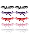 Boao 10 Pcs Wedding Garters for Bride Stretchy Lace Thigh Garters Belt Women Leg Ring for Bride Bridal Wedding Gift, 5 Style(Multicolor,Normal)
