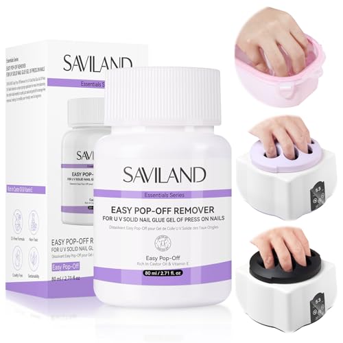 SAVILAND Plant-Based Nail Polish Remover Kit: 6.76 fl.oz Non Acetone Fingernail Polish Remover Shea Butter Nail Remover with Castor Oil VE Cuticle Oil & Nail Removal Tools for All Nail Polish Types