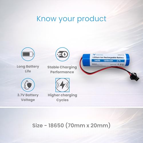 Image of 3.7V 18650 Lithium-Ion Rechargeable Battery for RC Toys & Electronics, JST 2-Pin Connector, Built-in Protection Circuit (1800MAHBLACK)