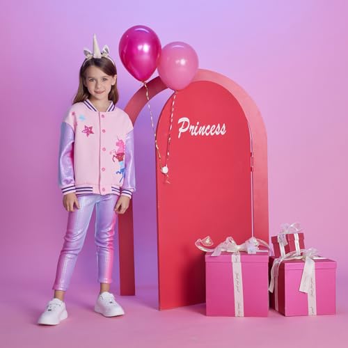 DXTON Girls Baseball Bomber Jacket Zip/Button Sweatshirt Fall Winter Outwear Coat for Kids Toddler 3-12 Years4