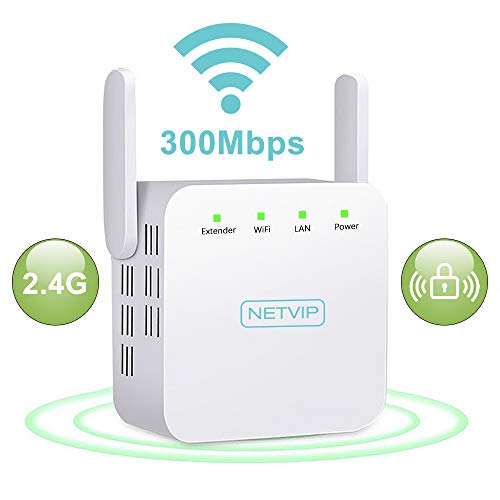 NETVIP Amplificador red Wifi Inalámbrico 300Mbps Repetidor Wifi de red extensor antena wifi Ethernet Range Extender senal de wifi ultraboost alargador wifi inalambrico(Puerto LAN, Enchufe EU)