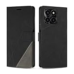 SONWO Case for Honor X6a, Premium PU Leather Flip Wallet Case Cover with Magnetic Closure and Card Slots, Phone Case for Honor X6a, Black