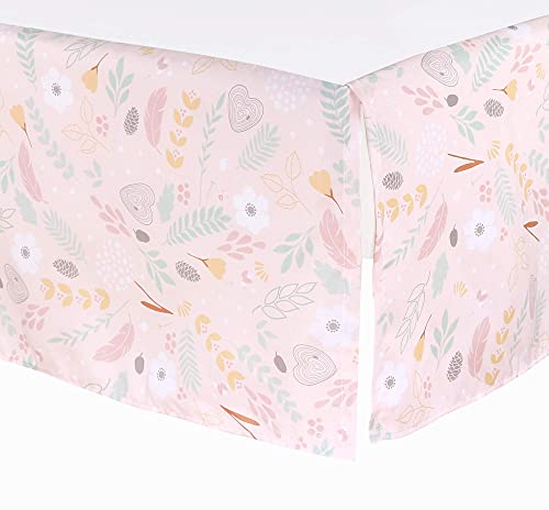 The Peanutshell Pink Woodland Floral Crib Bedding Set For Baby Girls - Crib Quilt, Fitted Sheet, Dust Ruffle Included #TOP4